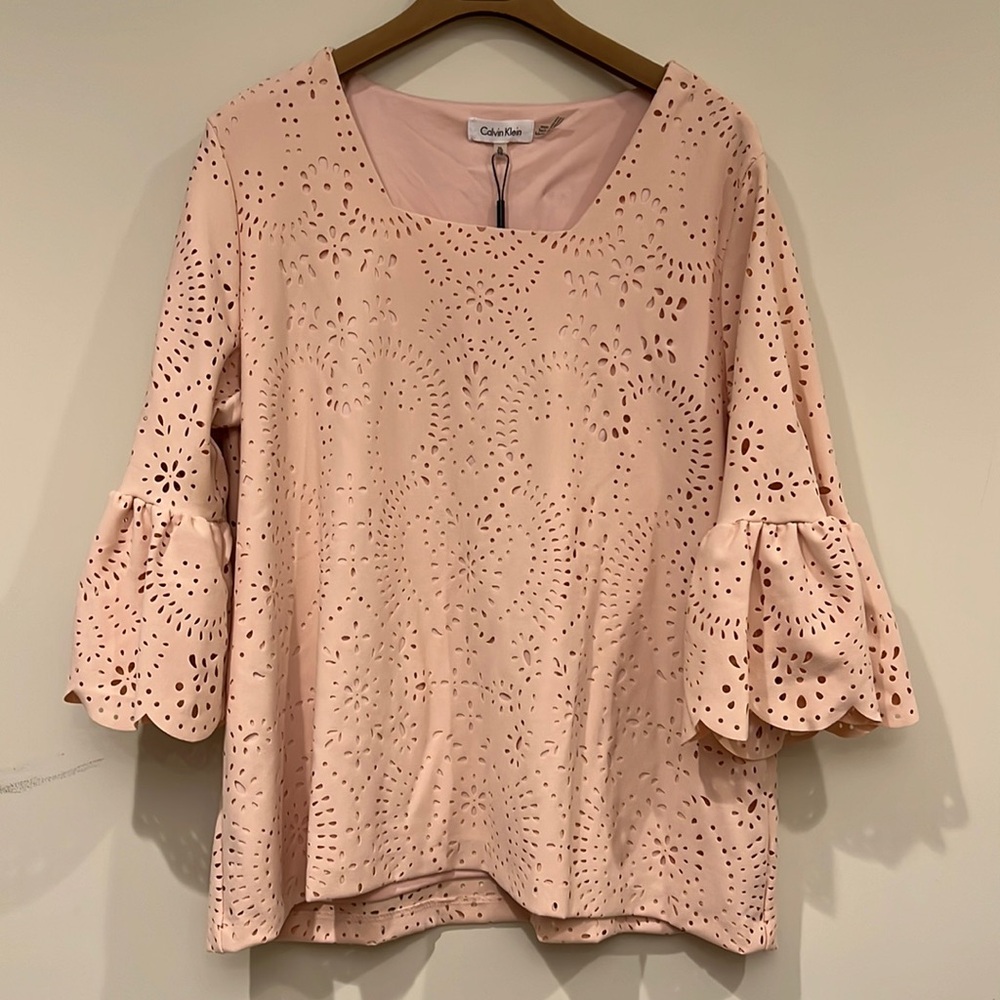 Size XL Calvin Klein Blush Pink Bell Sleeve Top